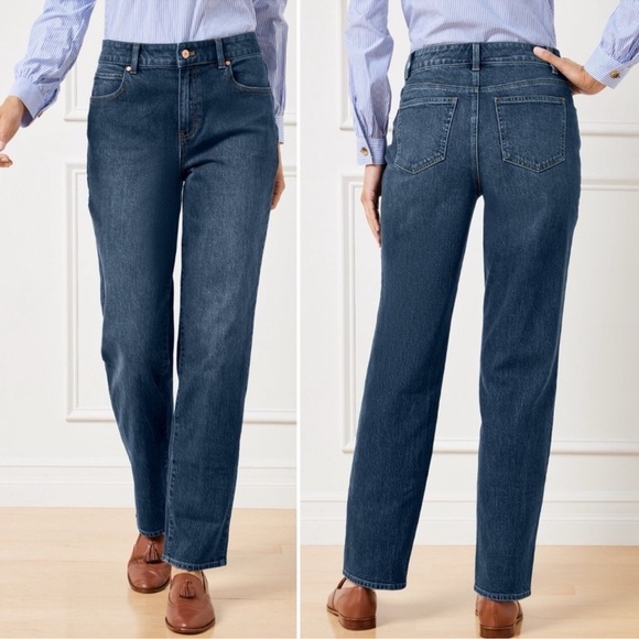 Talbots High Waist Relaxed Jeans 12 dark wash low-stretch 90s straight leg - Picture 8 of 11
